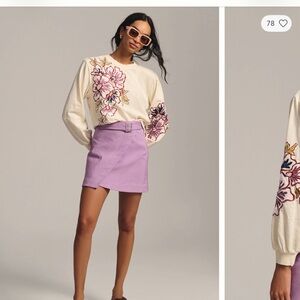 Anthropologie Cream Floral Top